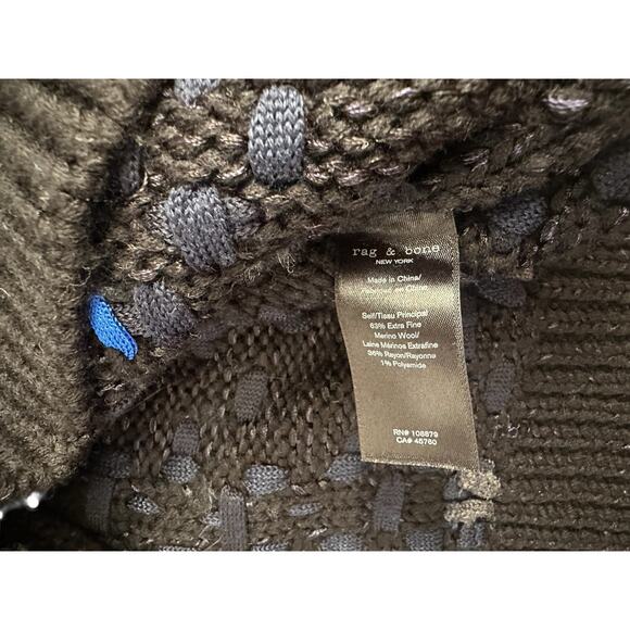 rag & bone Fine Wool Rayon Knit Womens XXS Turtleneck Sweater Black Gray Blue - Picture 4 of 7